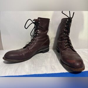 Men’s 10B Justin USA Burgundy Red Leather Lace Up Boots